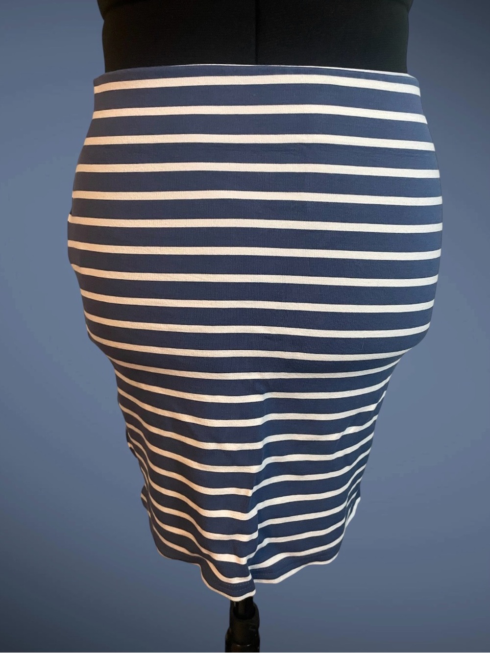 LOFT Navy and White Striped Pencil Skirt